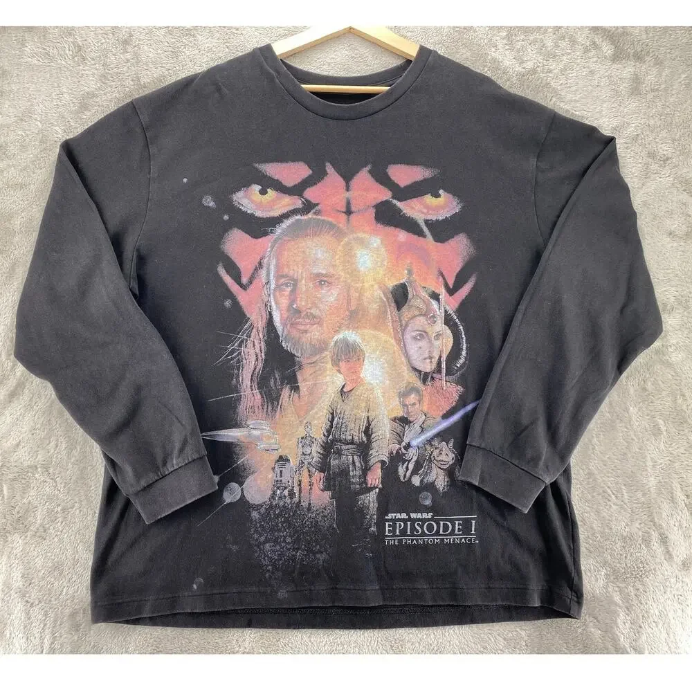 Gap x Star Wars Episode I Phantom Menace Long Sleeve Graphic Shirt XL Black